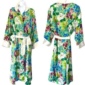 Vintage Victoria’s Secret silky satin robe floral spring kimono